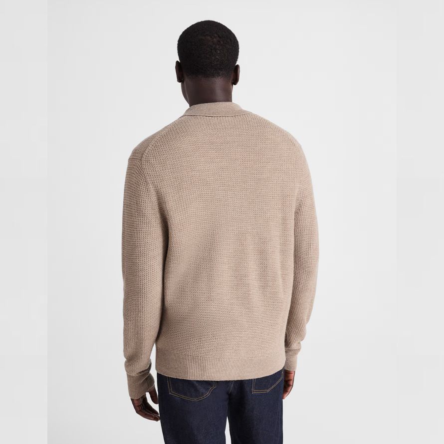 beige madewell merino wolle kragen herren strickjacke