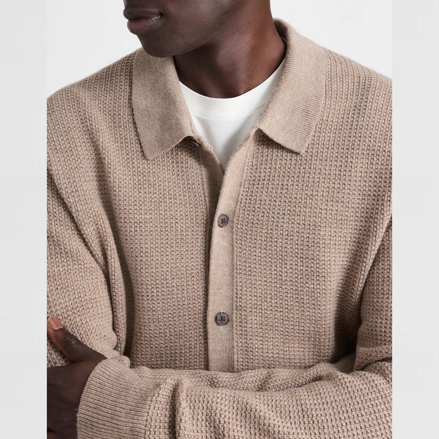 beige madewell merino wolle kragen herren strickjacke