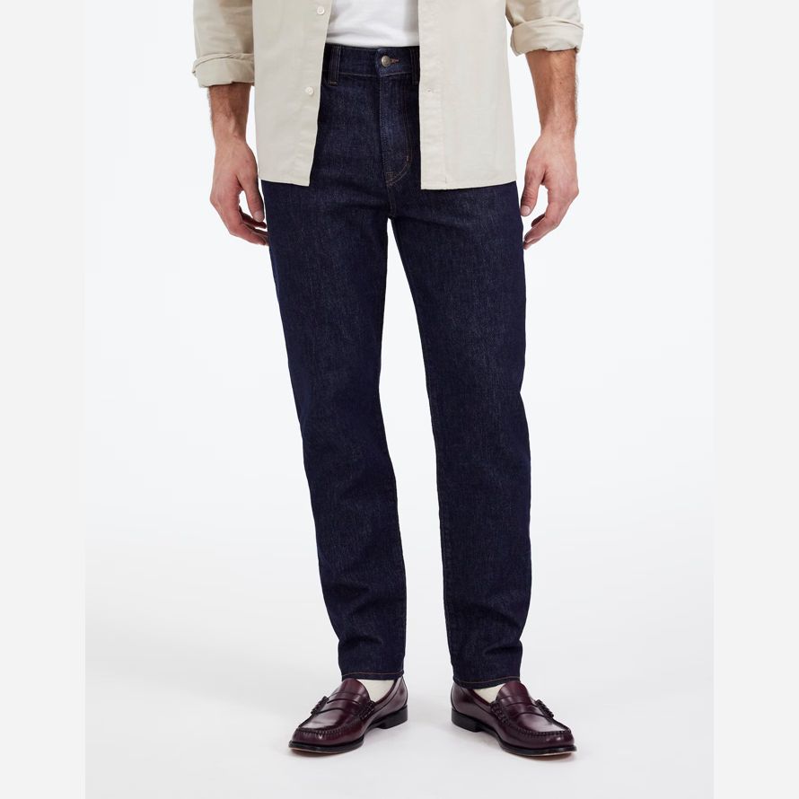 dark blue madewell relaxed taper mens jeans