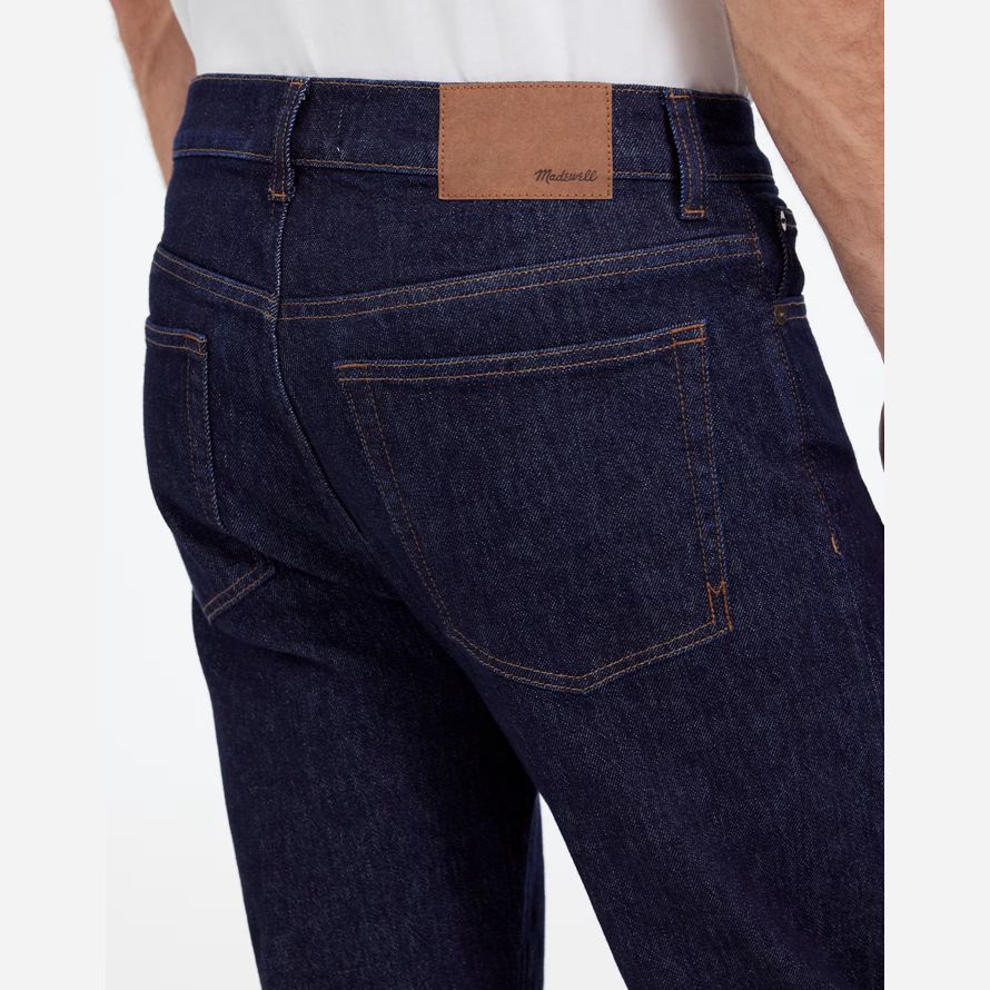 dark blue madewell relaxed taper mens jeans