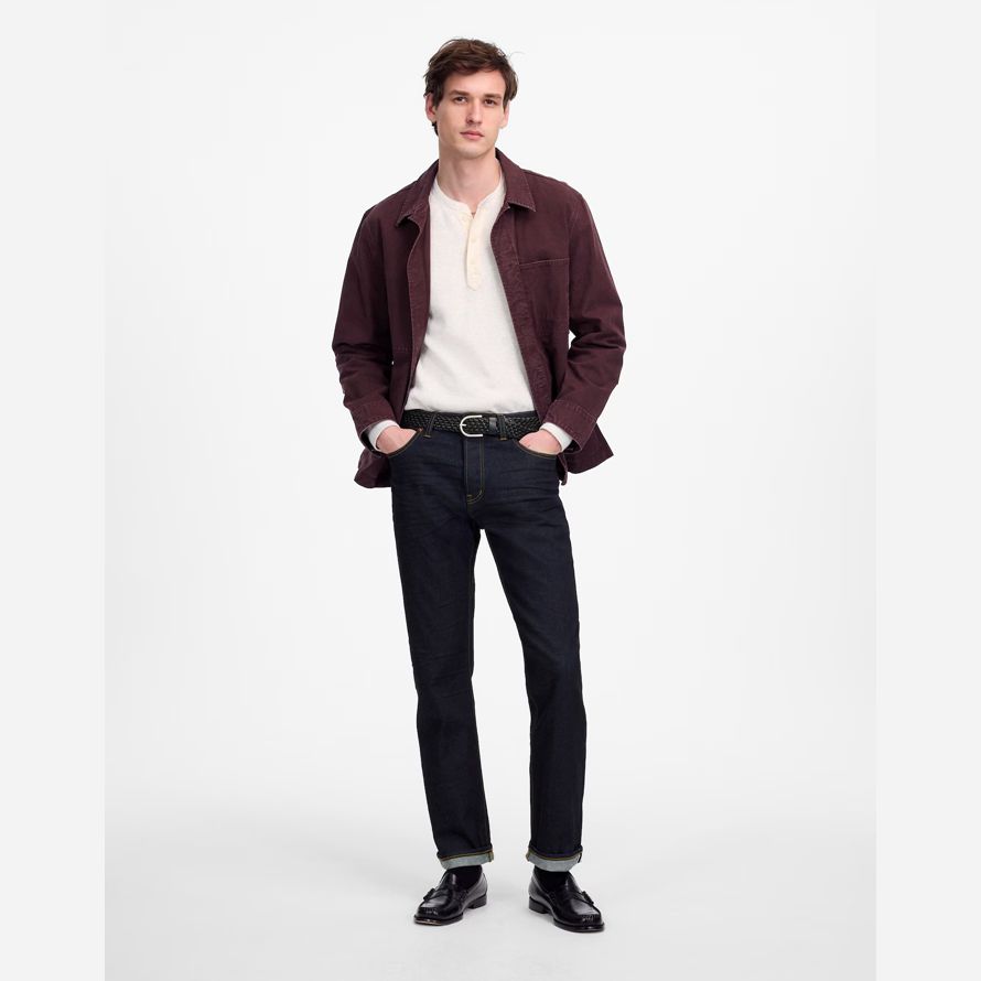 navy herren madewell 1991 straight-leg stretch selvedge jeans