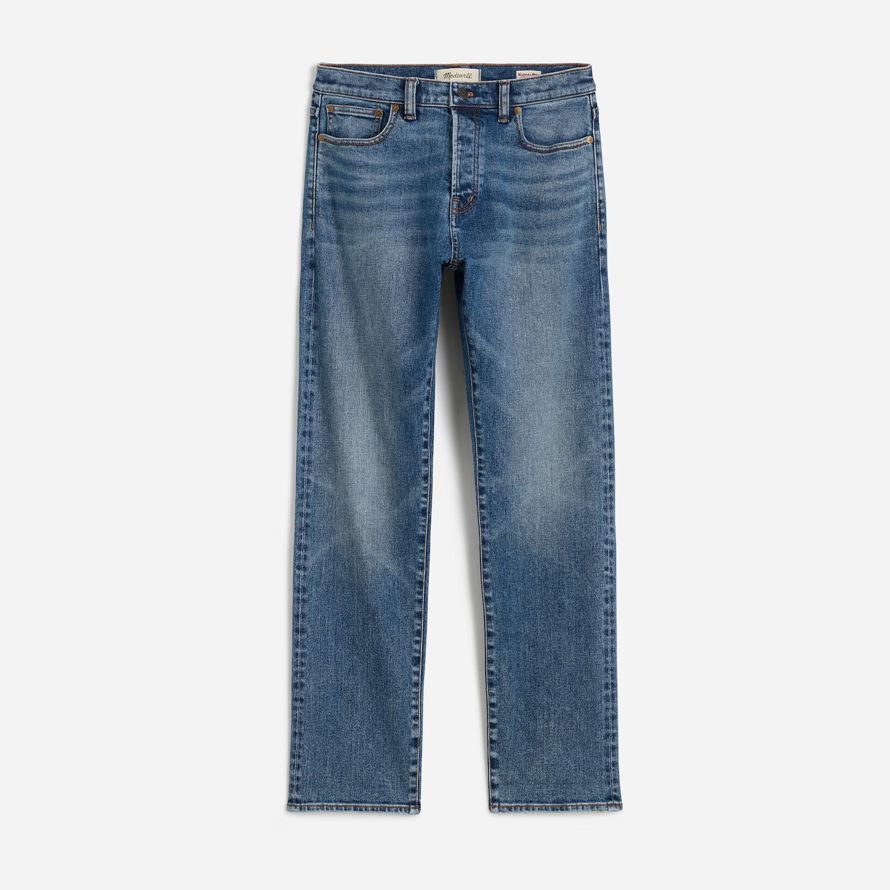 blue mens madewell 1991 straight-leg stretch selvedge jeans