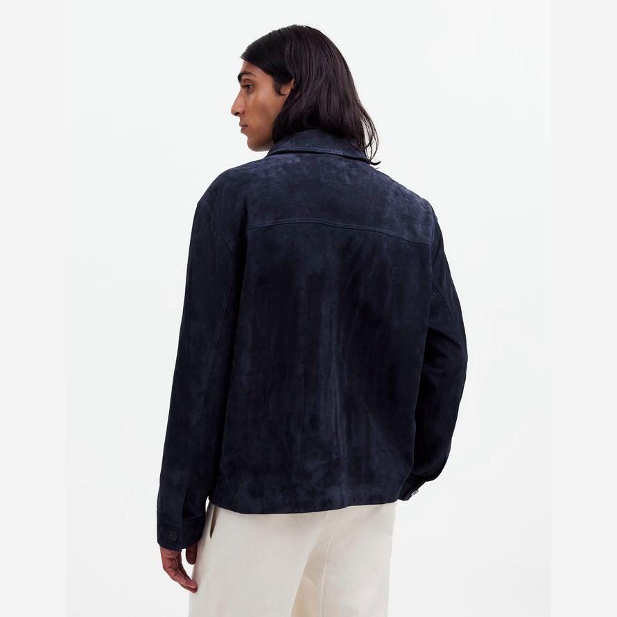 navy herren madewell wildleder boxy hemd leder jacke