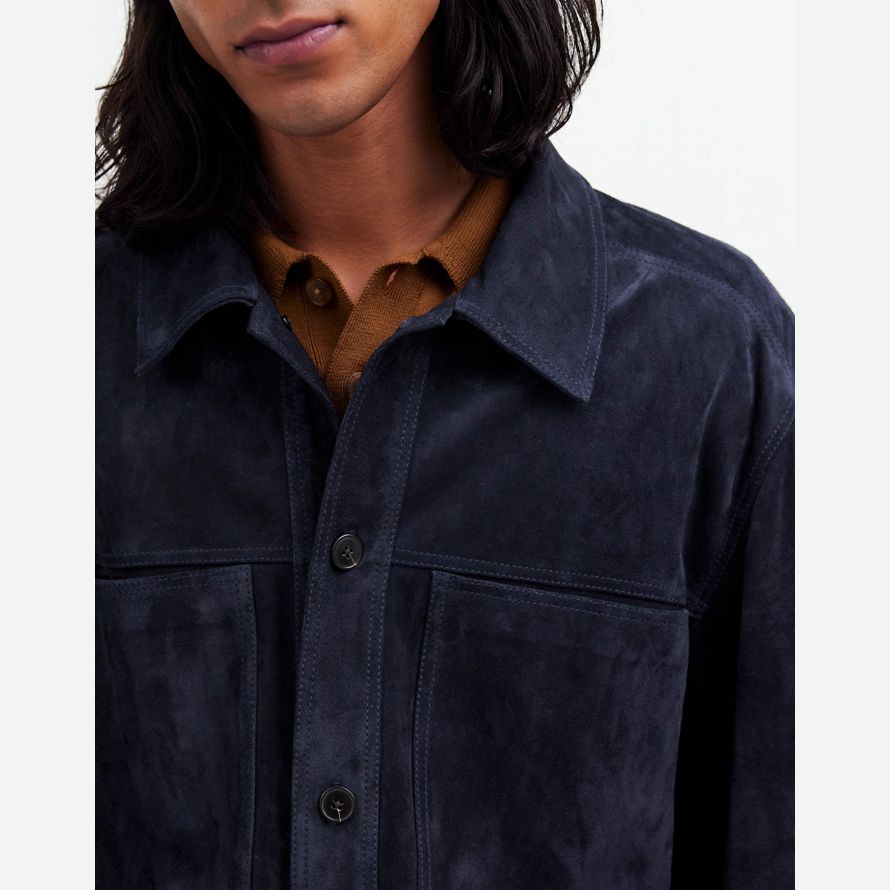 navy herren madewell wildleder boxy hemd leder jacke