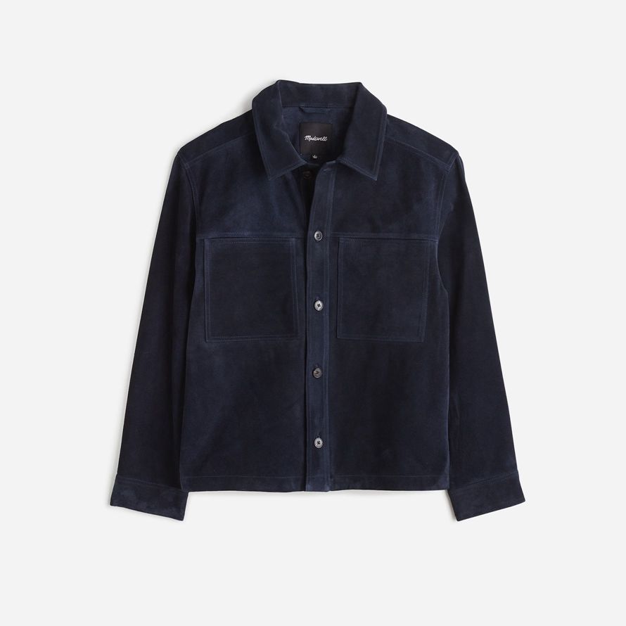 navy herren madewell wildleder boxy hemd leder jacke