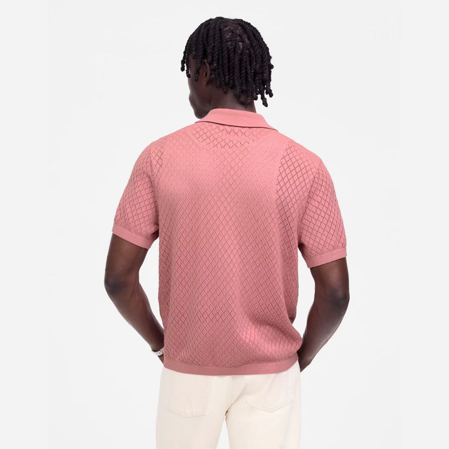 herren madewell diamant-pointelle-stich pullover polo pink