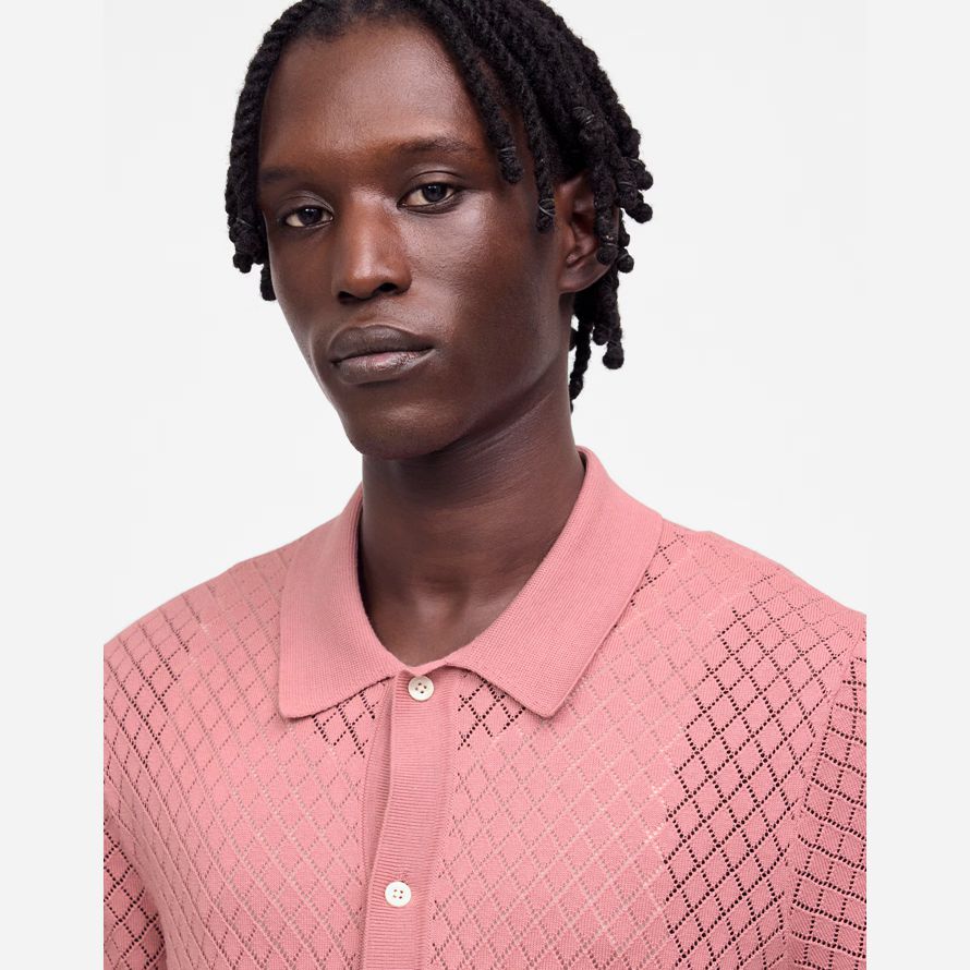 herren madewell diamant-pointelle-stich pullover polo pink