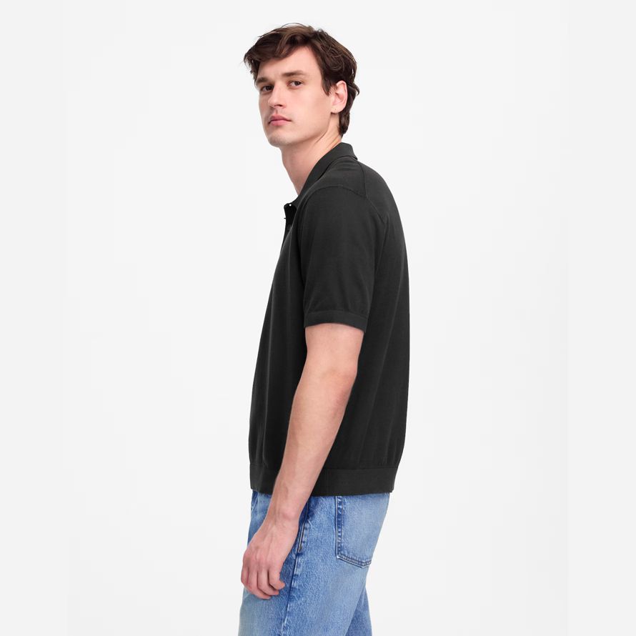 madewell drei-tasten-pullover herren polo schwarz