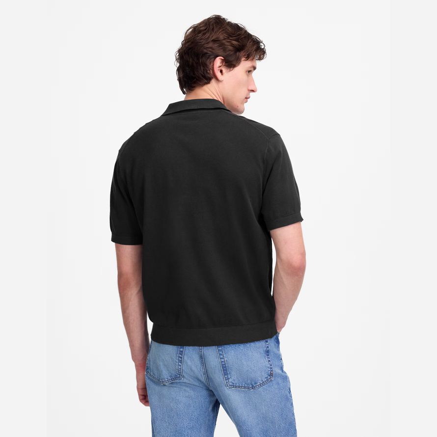madewell drei-tasten-pullover herren polo schwarz
