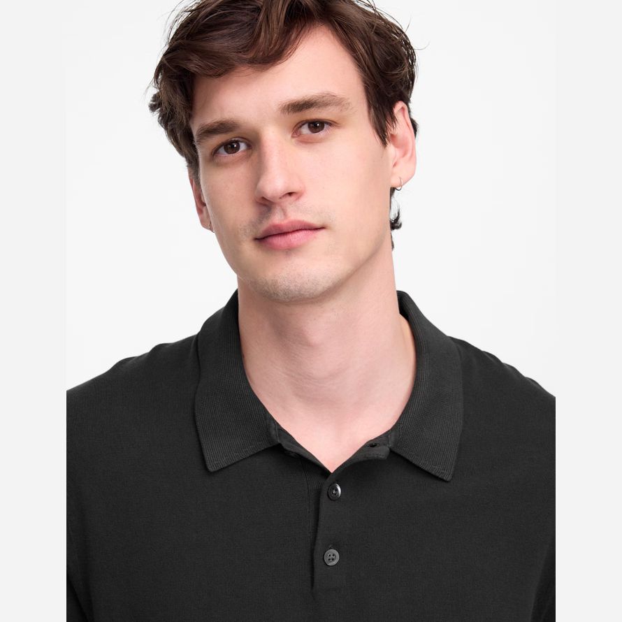 madewell drei-tasten-pullover herren polo schwarz