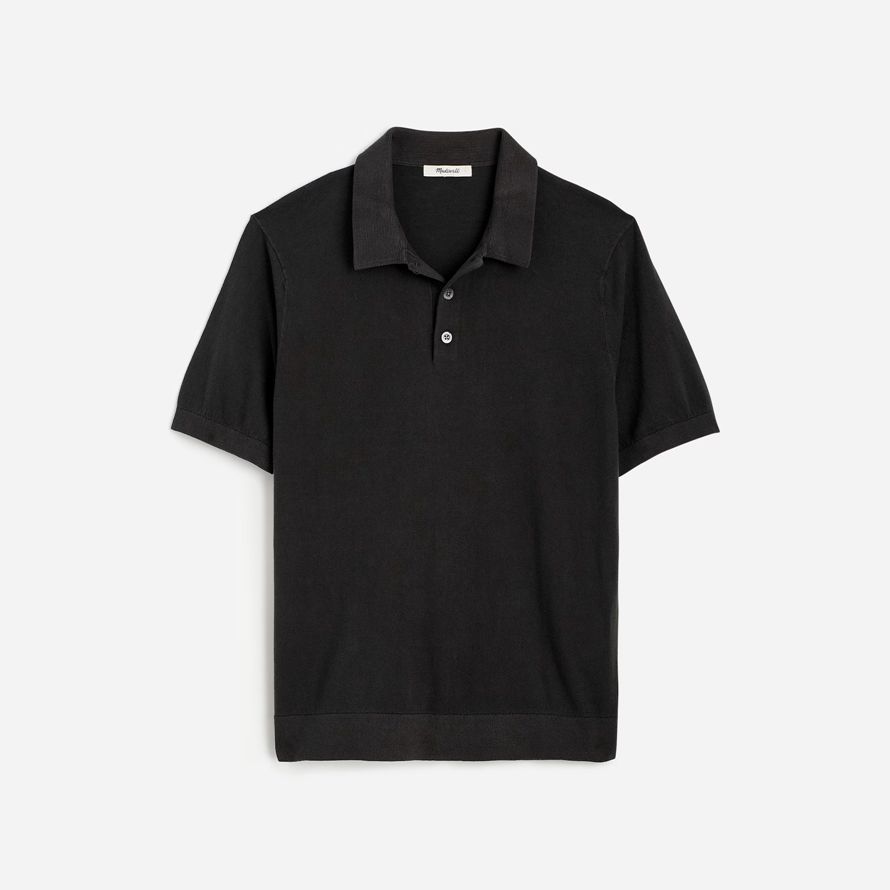 madewell drei-tasten-pullover herren polo schwarz