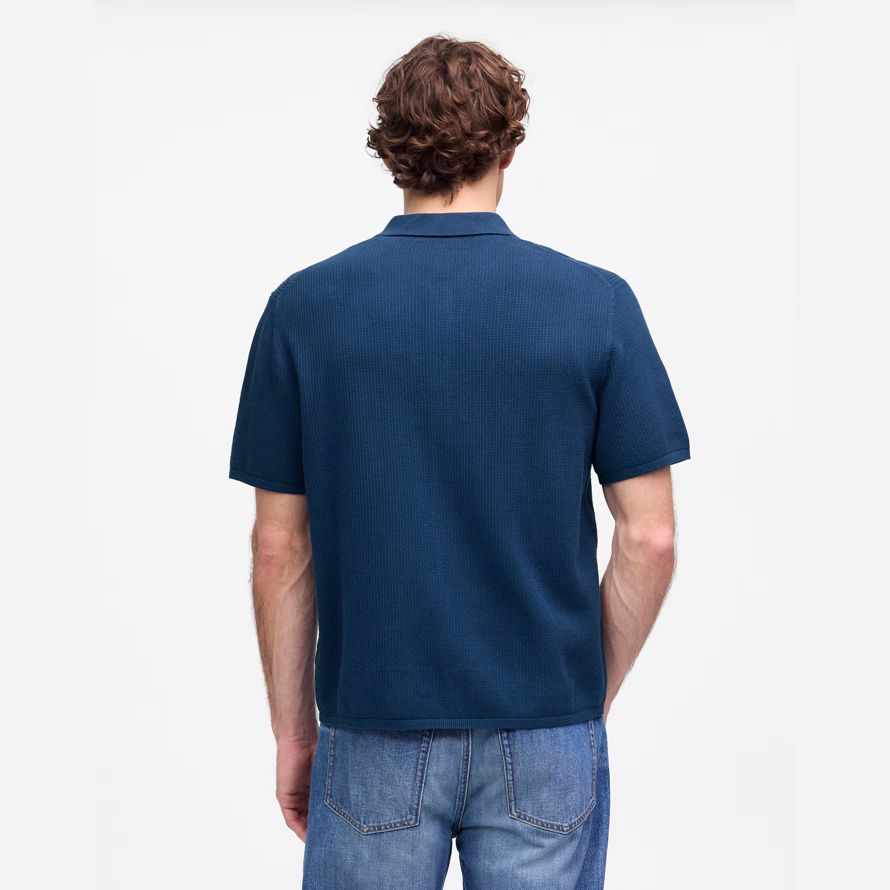 madewell tuck-stitch-button-up-pullover herren polo dark blue