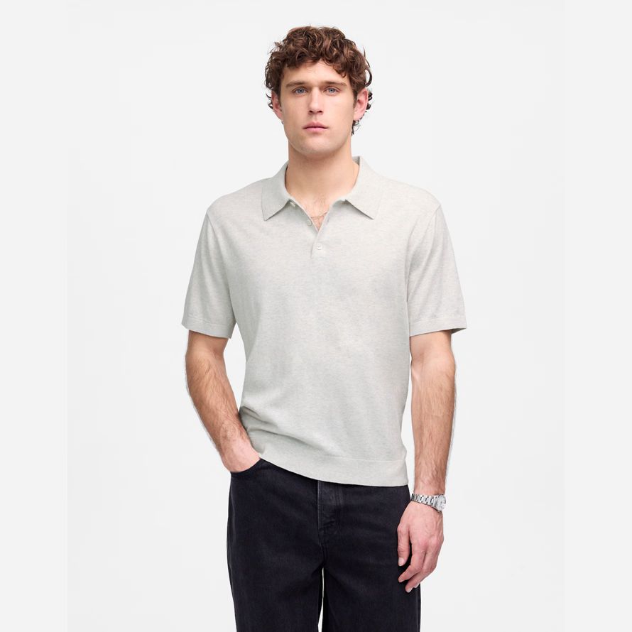 grau herren madewell drei-tasten-polo pullover