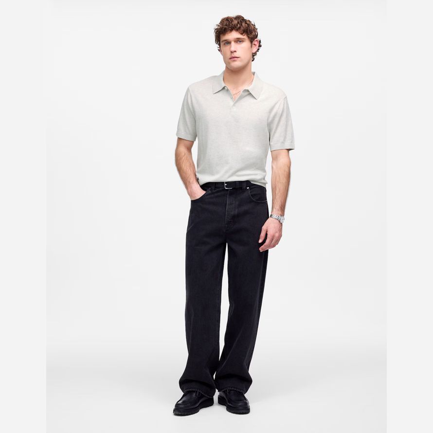 grau herren madewell drei-tasten-polo pullover
