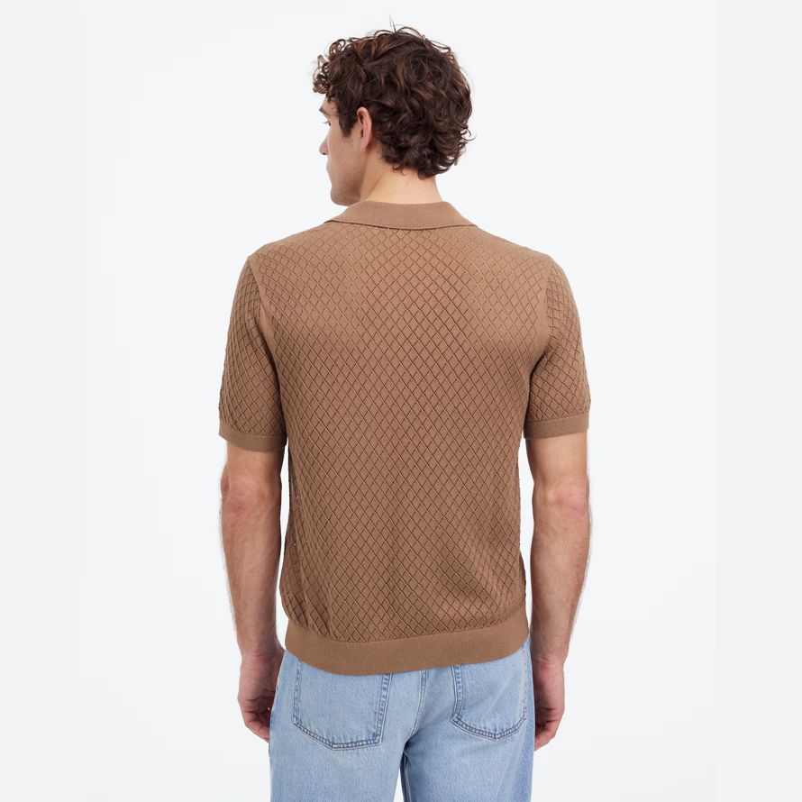 herren madewell diamant-pointelle-stich pullover polo braun