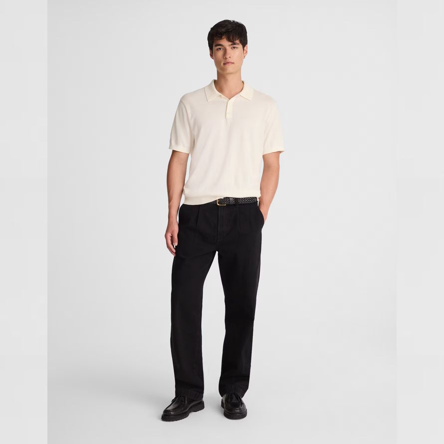 madewell drei-tasten-pullover herren polo-leichte creme