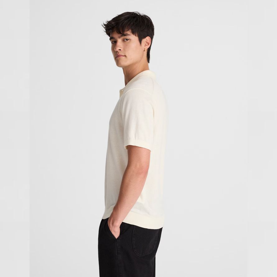 madewell drei-tasten-pullover herren polo-leichte creme