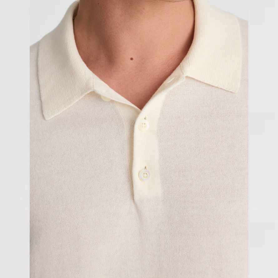 madewell drei-tasten-pullover herren polo-leichte creme