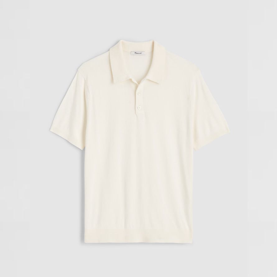 madewell drei-tasten-pullover herren polo-leichte creme