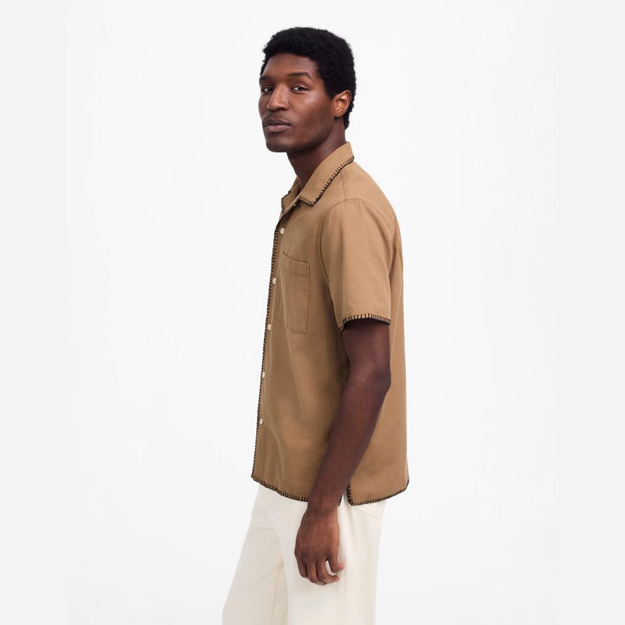 herren madewell blanket stitch short-sleeve shirts braun