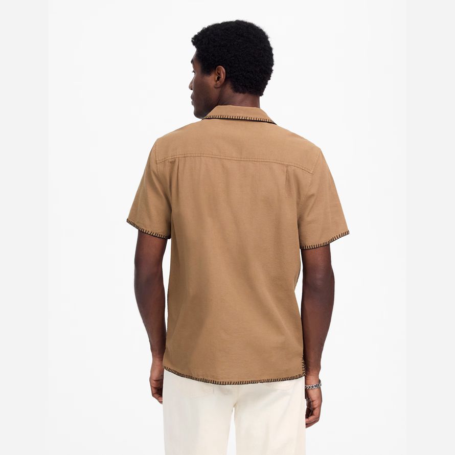 herren madewell blanket stitch short-sleeve shirts braun