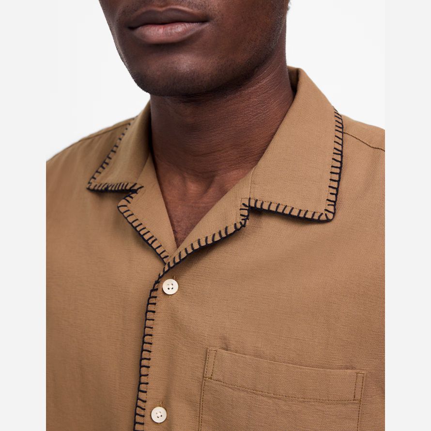 herren madewell blanket stitch short-sleeve shirts braun