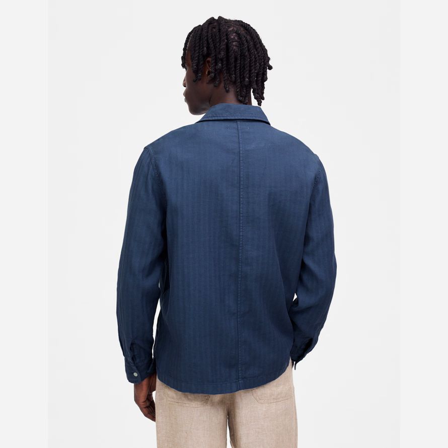 dark blue herren madewell arbeit baumwoll-leinen-mischung shirts