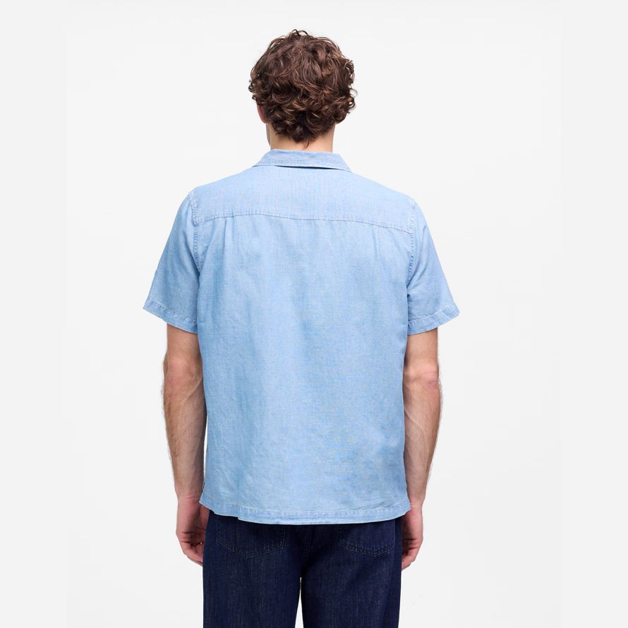herren madewell chambray kurzarm-button-up-shirts blau