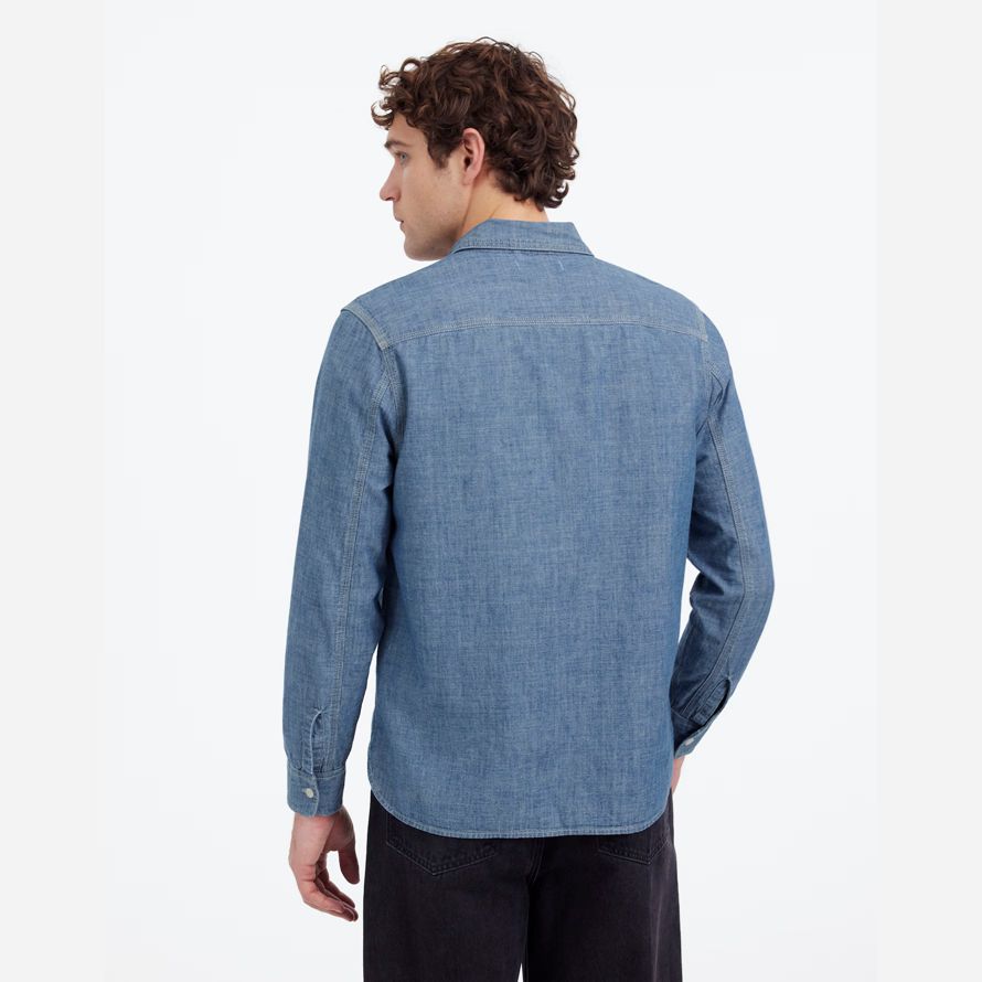 herren madewell chambray button-up denim shirts blau