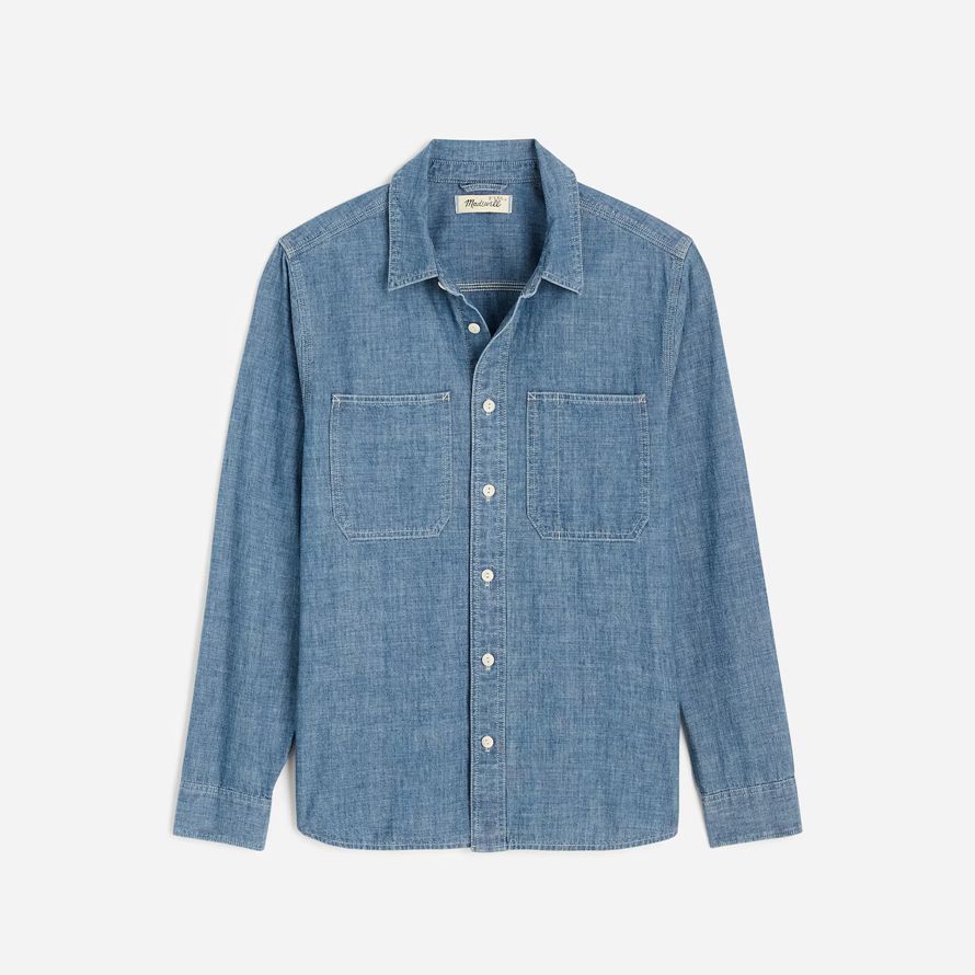 herren madewell chambray button-up denim shirts blau