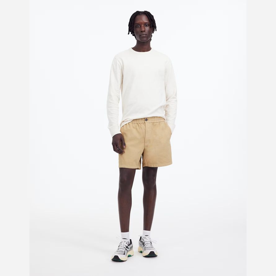 brown mens madewell everywear baumwolle-blend shorts