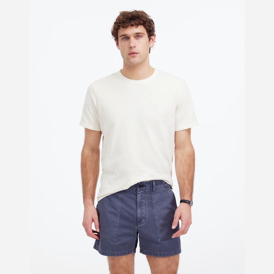 navy herren madewell müdigkeit baumwolle twill shorts