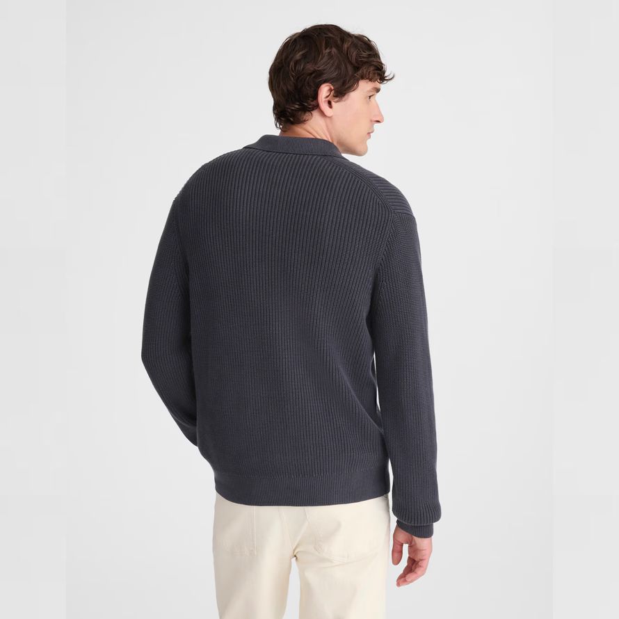 dark blue madewell cotton shaker-stitch polo herren pullover
