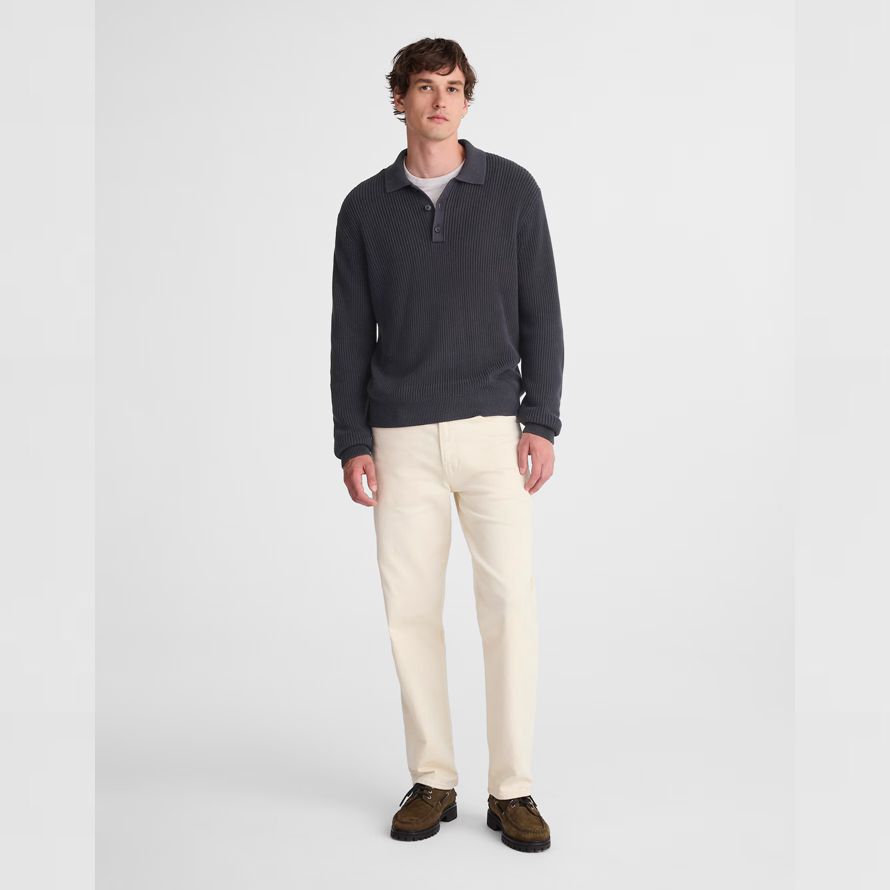 dark blue madewell cotton shaker-stitch polo herren pullover