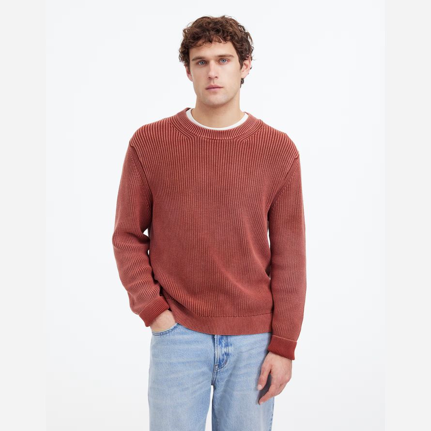 braun rot madewell cotton shaker stitch crewneck herren pullover