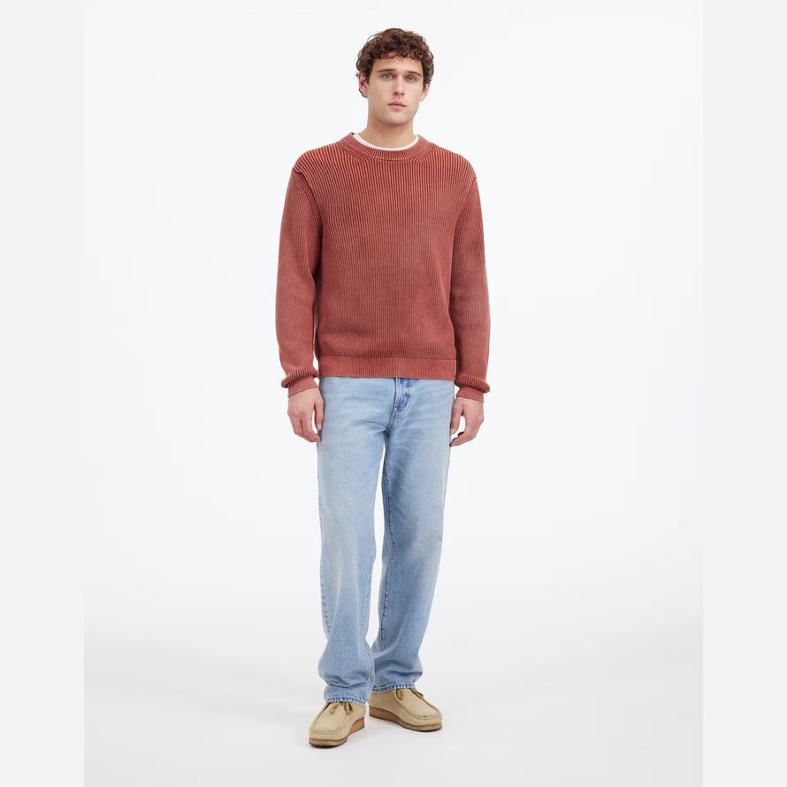 braun rot madewell cotton shaker stitch crewneck herren pullover