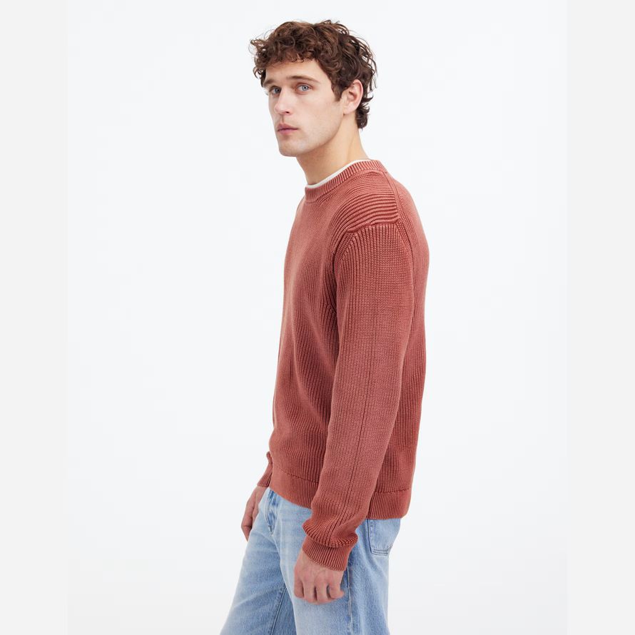 braun rot madewell cotton shaker stitch crewneck herren pullover