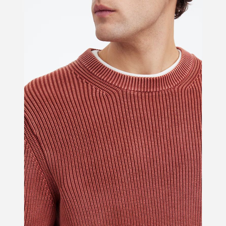braun rot madewell cotton shaker stitch crewneck herren pullover