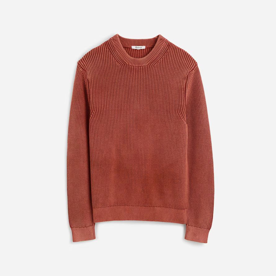 braun rot madewell cotton shaker stitch crewneck herren pullover