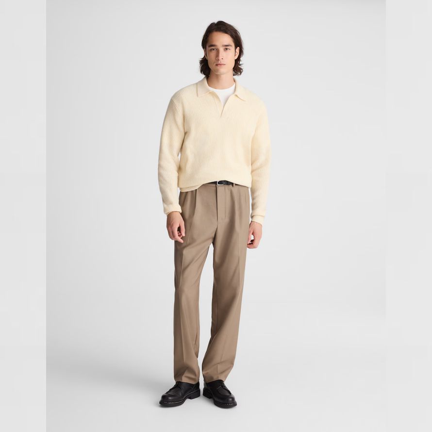 creme madewell johnny collar polo heritage merino wolle herren pullover