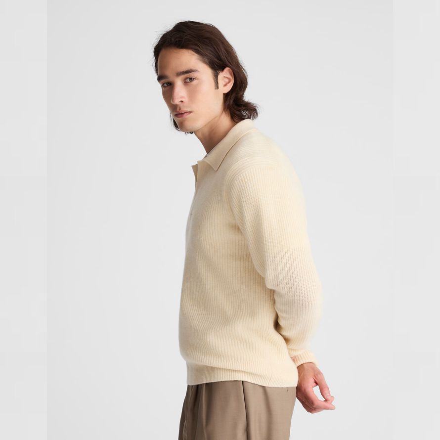 creme madewell johnny collar polo heritage merino wolle herren pullover