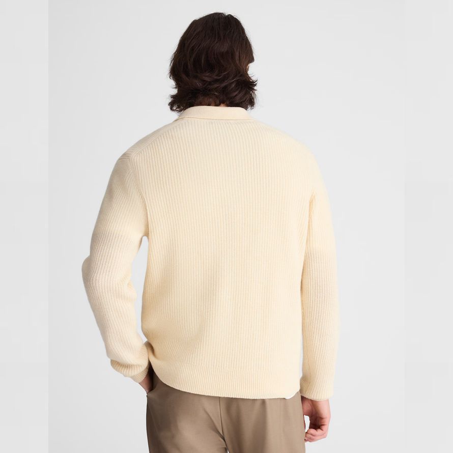 creme madewell johnny collar polo heritage merino wolle herren pullover