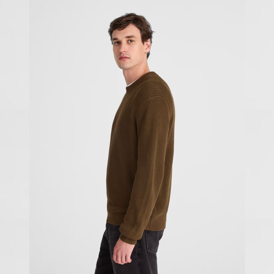 dunkelbraun madewell cotton shaker-stitch crewneck herren pullover