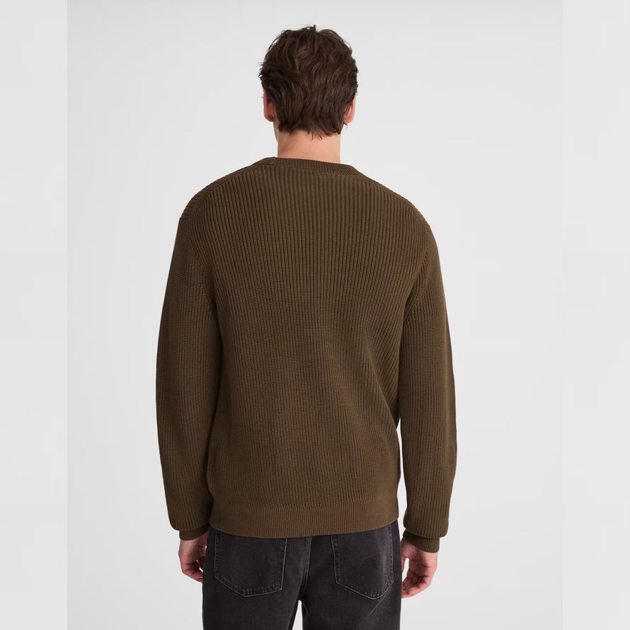 dunkelbraun madewell cotton shaker-stitch crewneck herren pullover