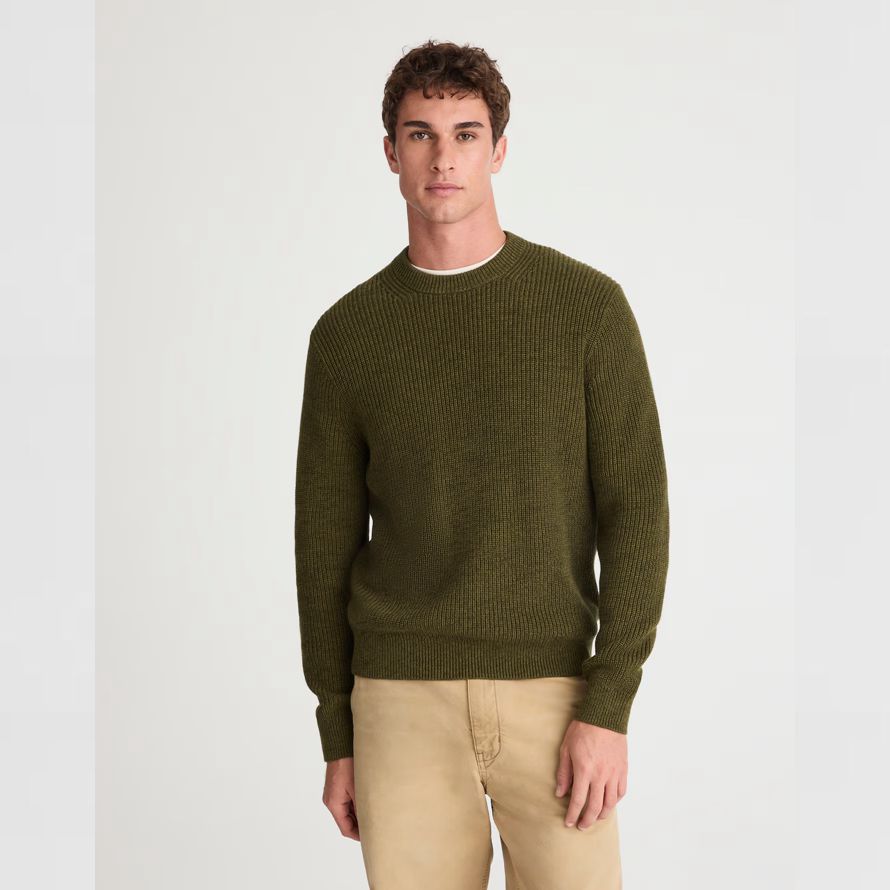 madewell cotton shaker-stitch crewneck herren pullover dark olive