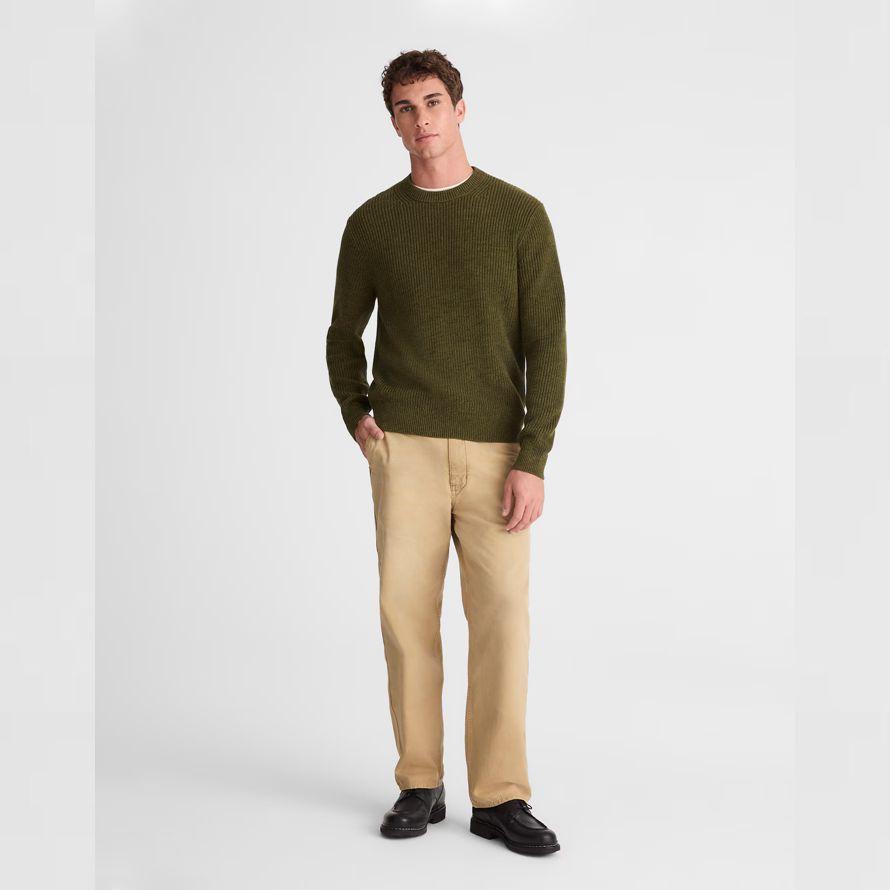 madewell cotton shaker-stitch crewneck herren pullover dark olive