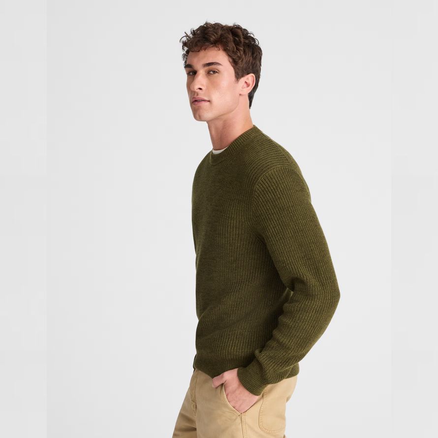 madewell cotton shaker-stitch crewneck herren pullover dark olive
