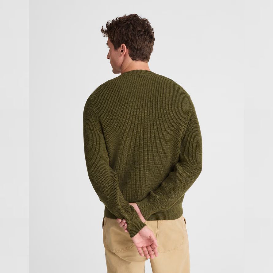 madewell cotton shaker-stitch crewneck herren pullover dark olive