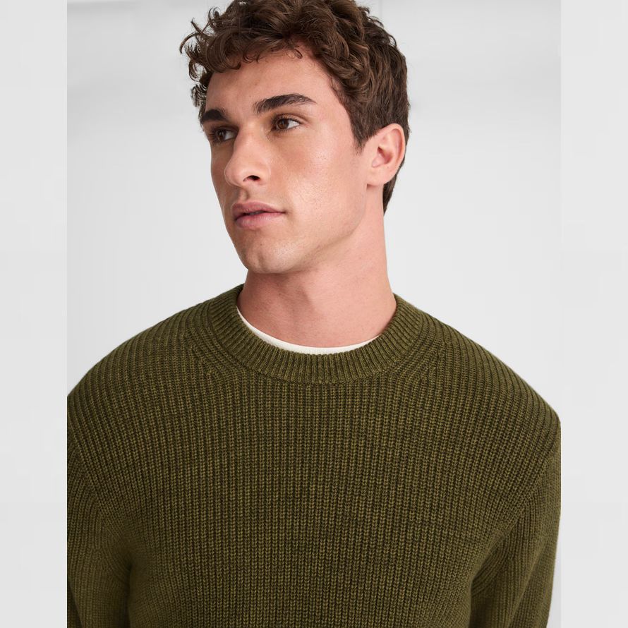 madewell cotton shaker-stitch crewneck herren pullover dark olive
