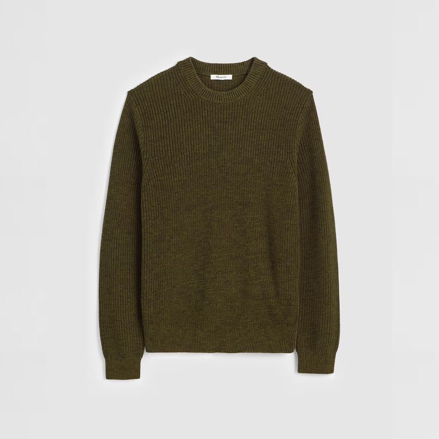 madewell cotton shaker-stitch crewneck herren pullover dark olive